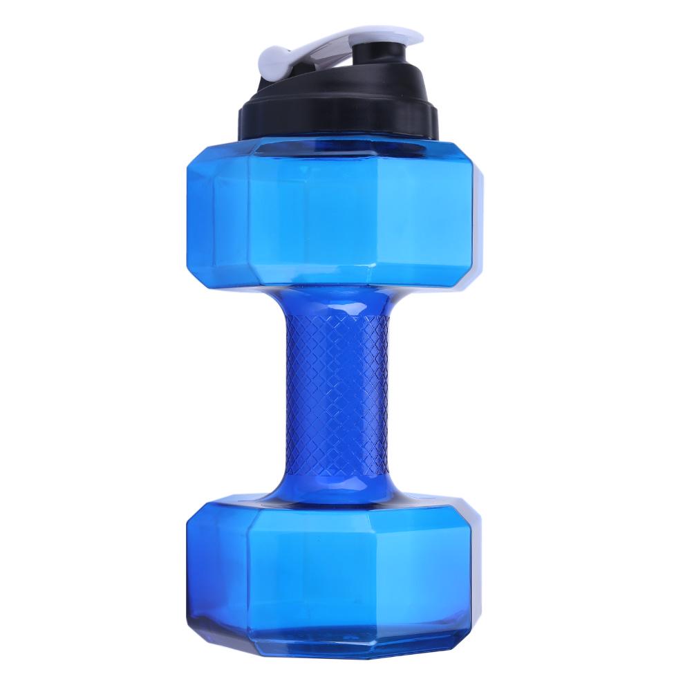 Wosawe outdoor sports Grote Capaciteit Dumbbell Vormige Oefening Sport Waterfles Fitness Gym Trainingsbeker Blauw L blauw
