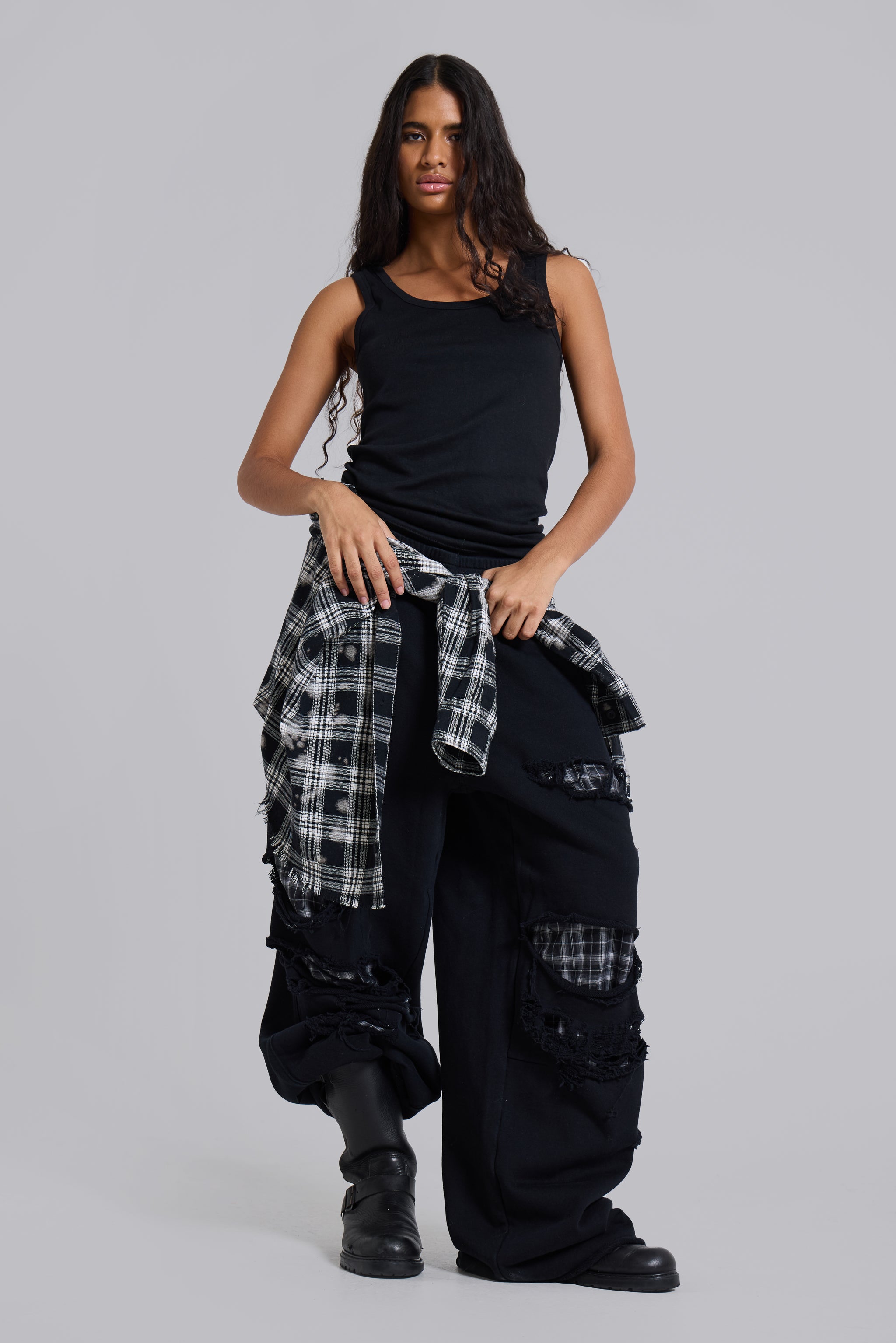Jaded London Check Layered Monster Joggers
