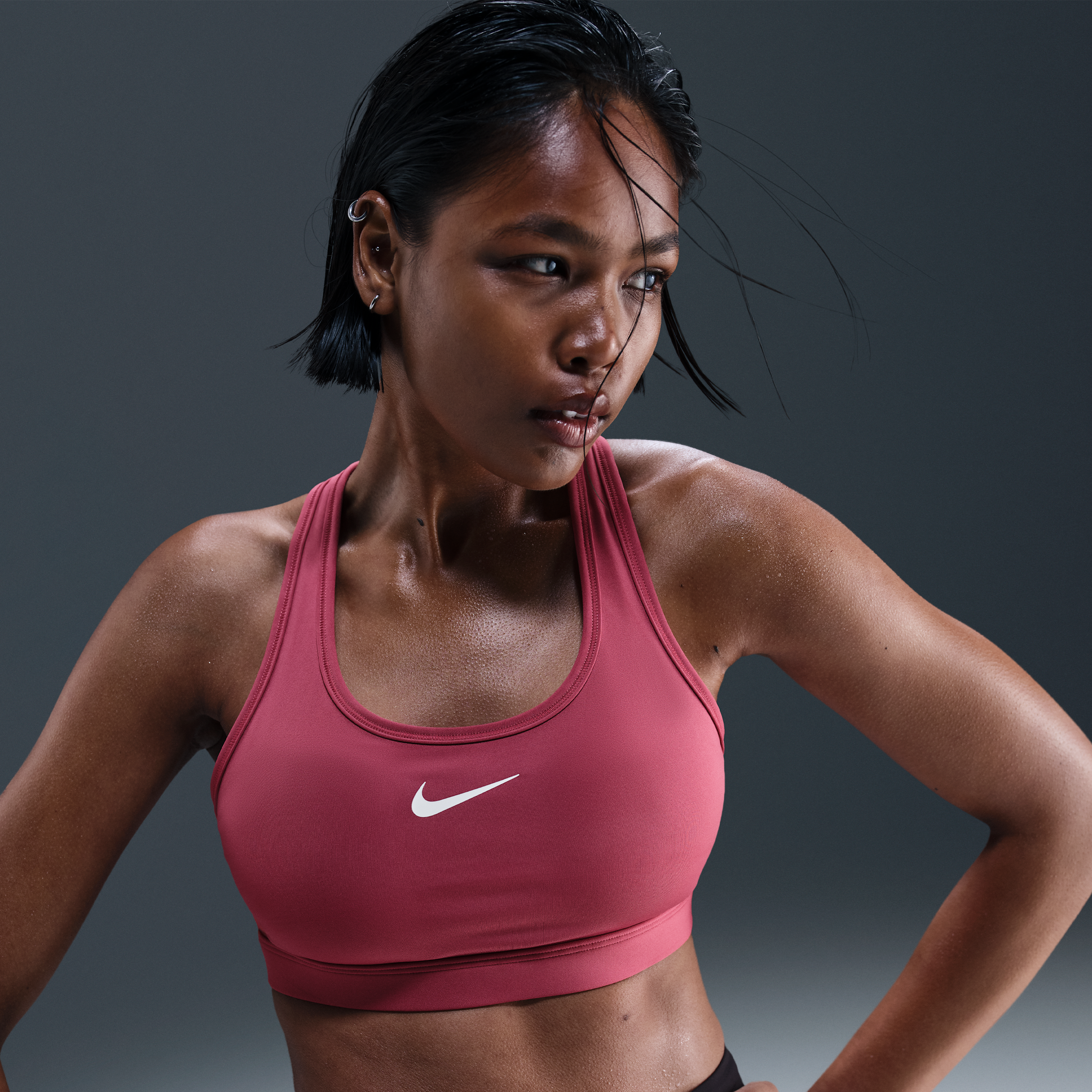 Nike Swoosh Medium Support padded sport-bh - Paars