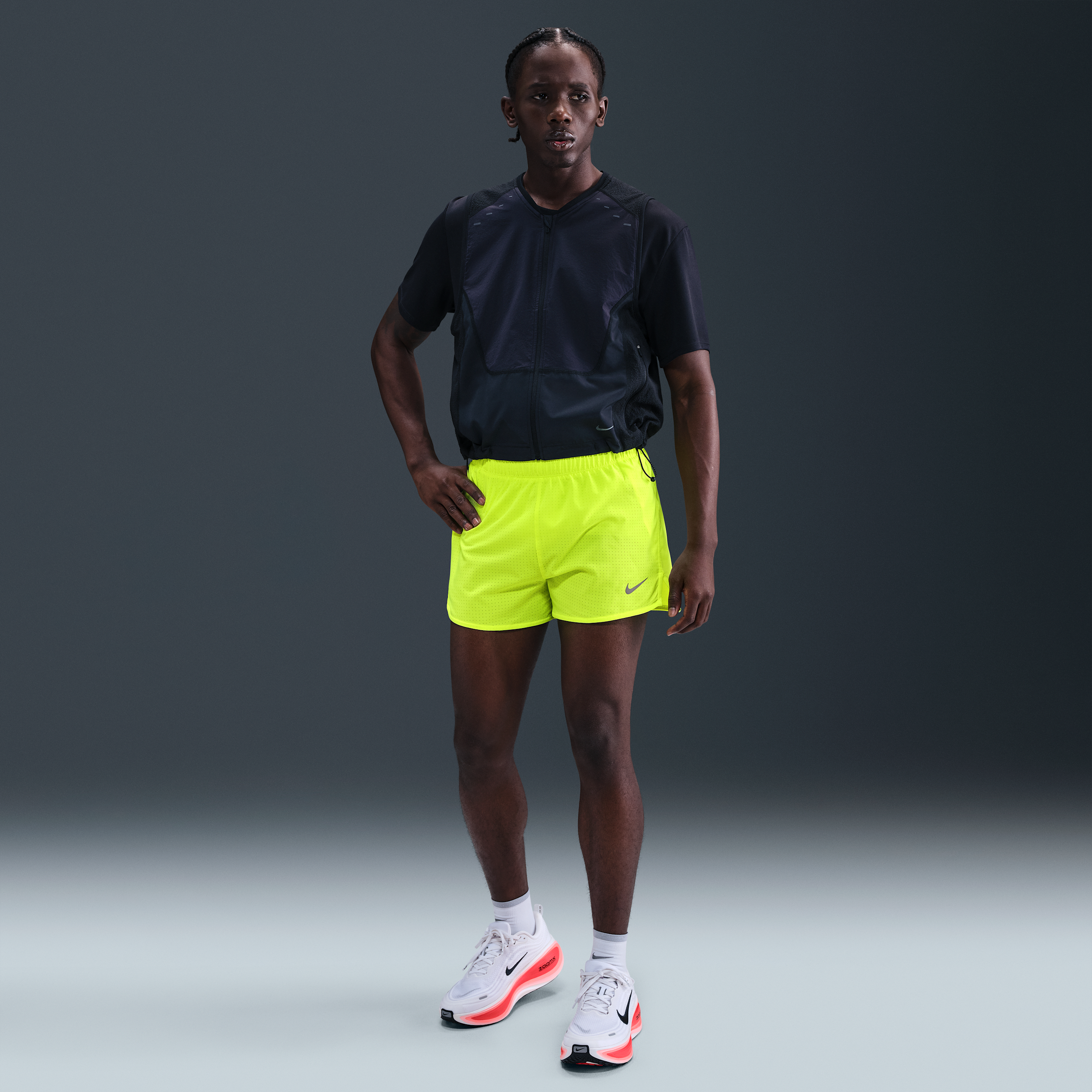 Nike Fast Dri-FIT hardloopshorts met binnenbroek voor heren (8 cm) - Geel