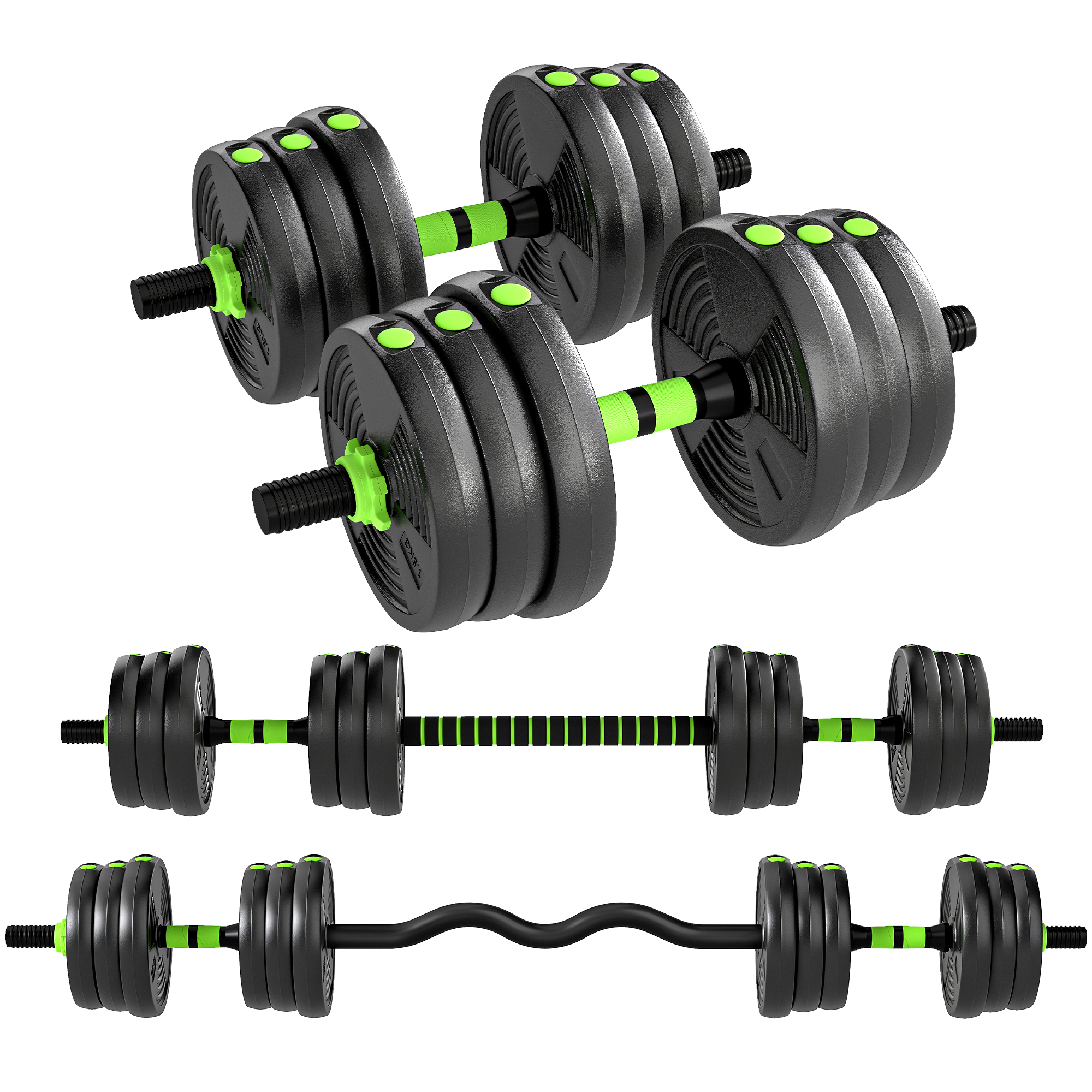 SPORTNOW Verstelbaar halterset 25 KG dumbbells Halterstang EZ-Curlstang voor krachttraining