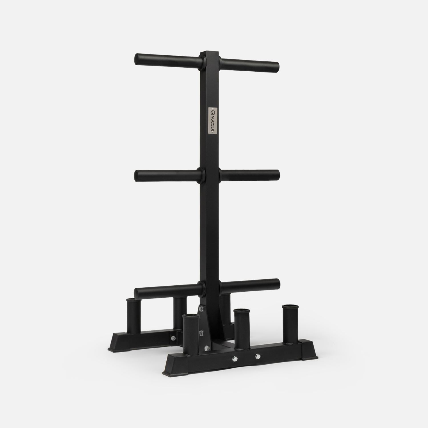 NUCCLR storage rack for weight plates and barbells