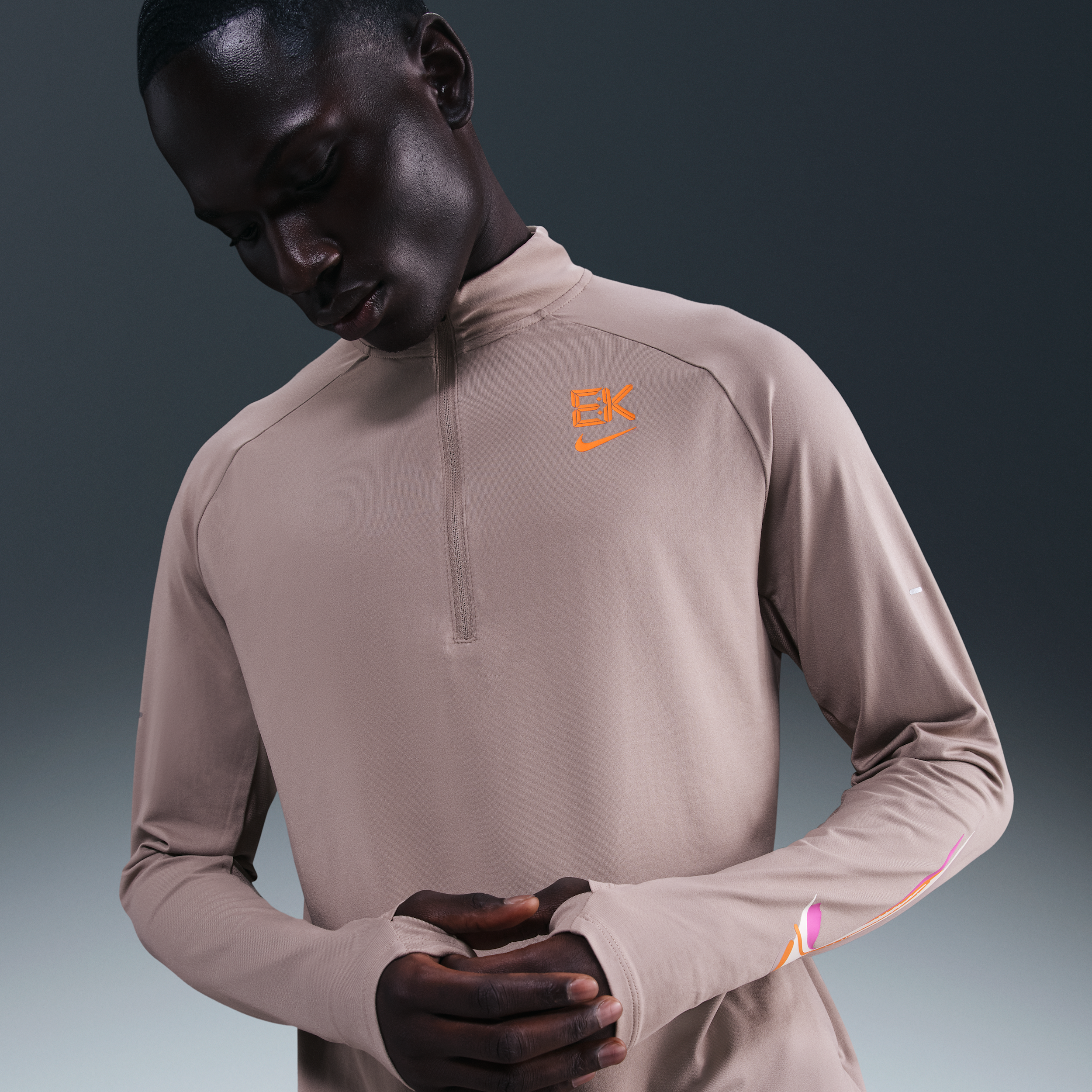 Nike Stride 'Eliud Kipchoge' Dri-FIT hardlooptop met korte rits voor heren - Bruin