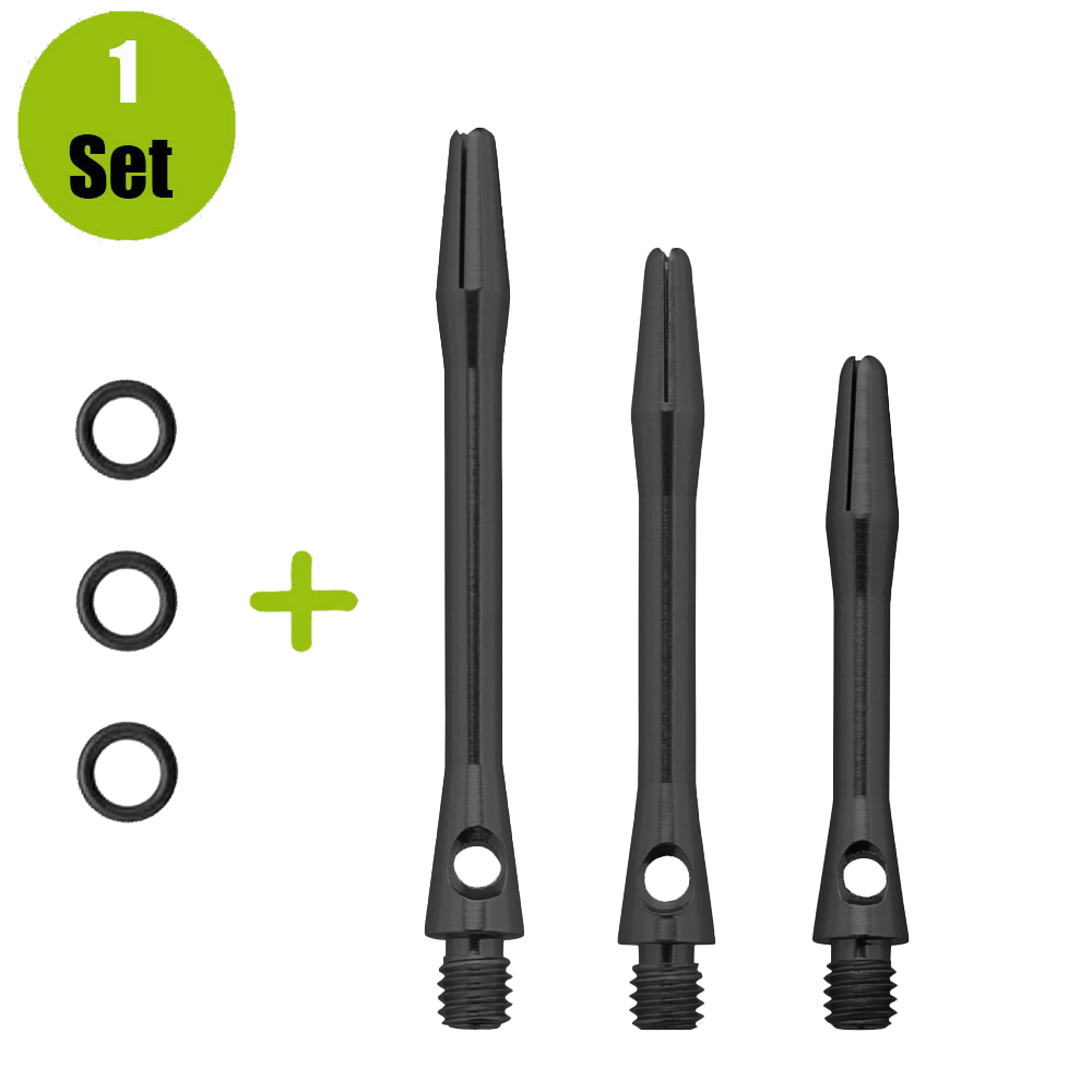 Lena Aluminium Dartshafts + Rubber - Zwart
