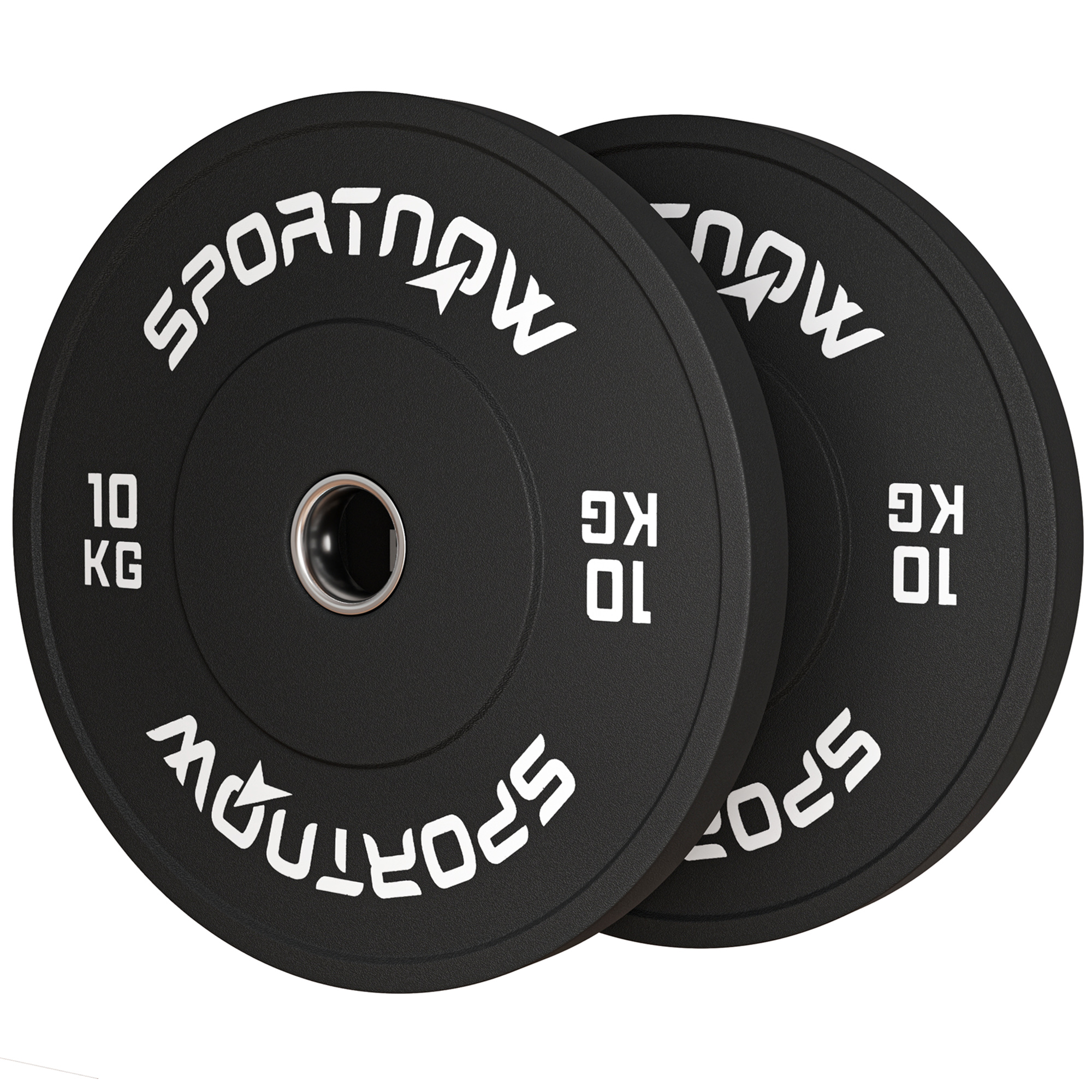 SPORTNOW Set Halterschijven, 2 x 10 kg, Olympische Standaard, Rubber, Geluidsarm, Zwart