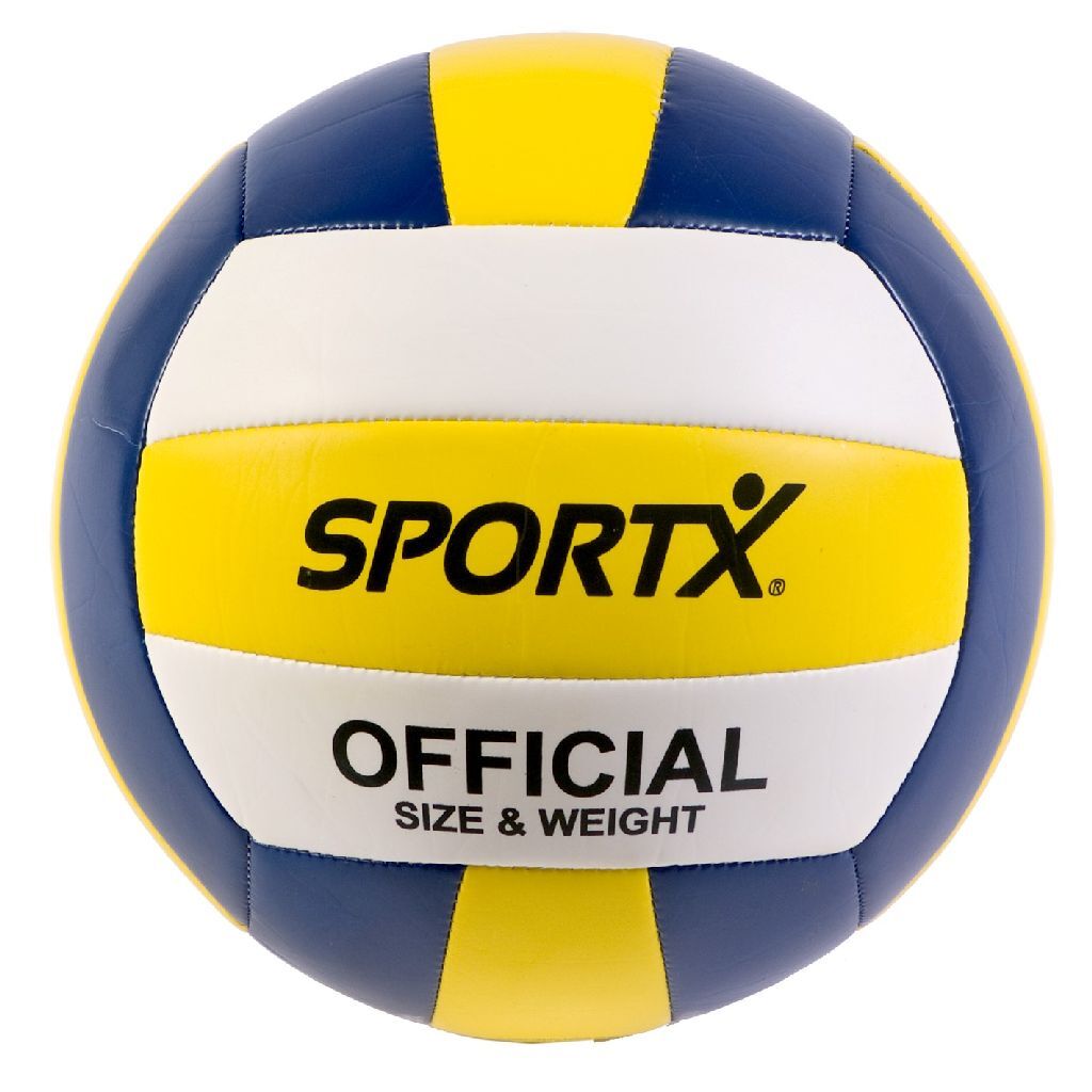 SportX official volleybal 22 cm wit/geel/blauw