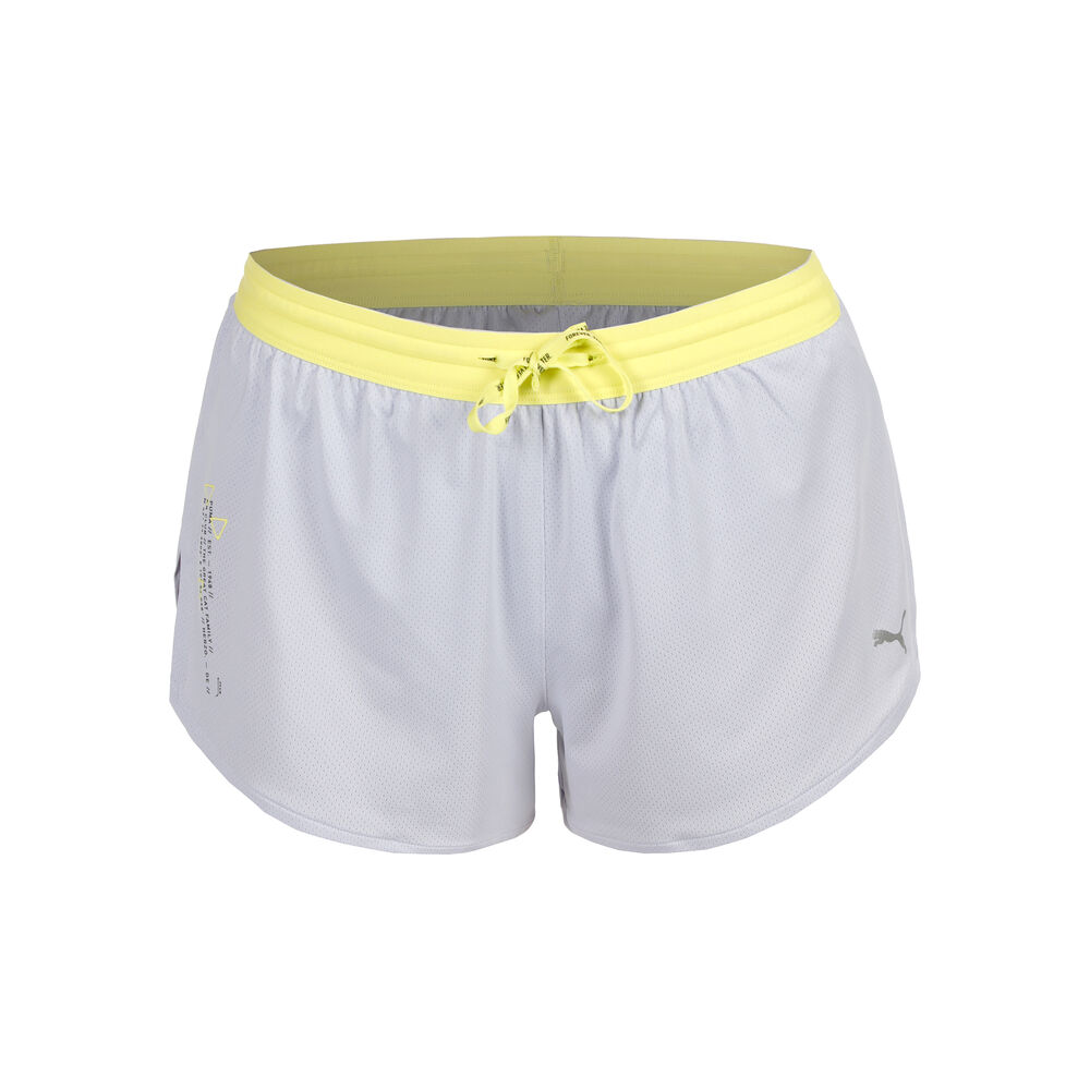 Puma Knit 3in Split Hardloopshorts Dames-Lichtgrijs,Geel