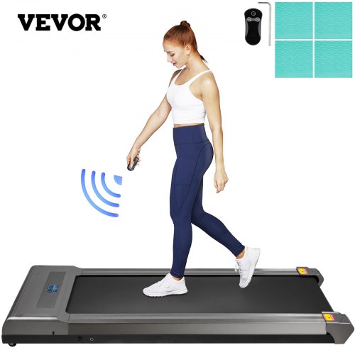 VEVOR Loopband voor onder het bureau Zilver, Loopband Opvouwbaar Fitnessapparaat Capaciteit 100 kg Hardlooptraining Compact Zonder leuning Op kantoor Thuis Hometrainer Professioneel