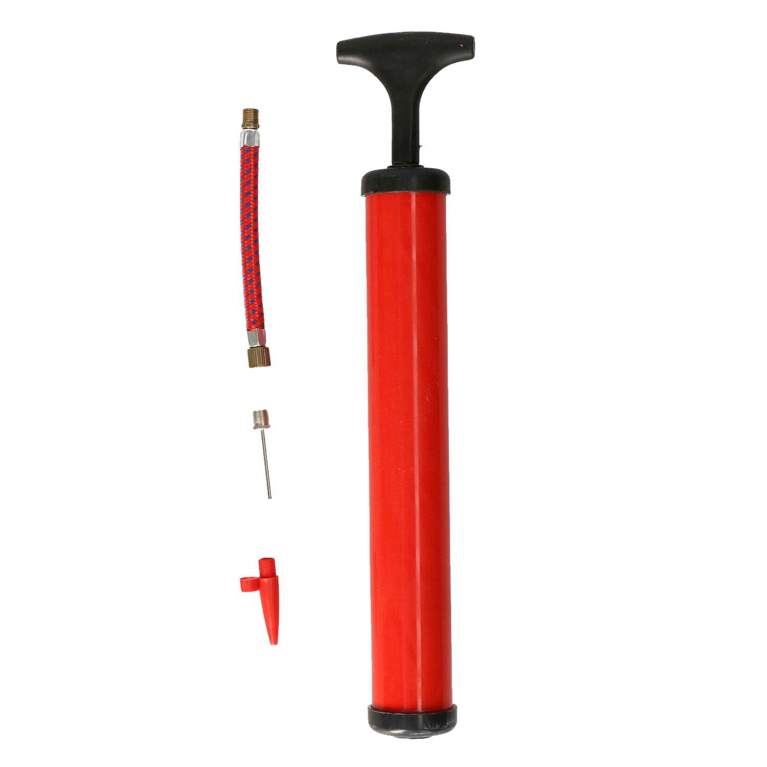 DID Ballenpomp - rood - met naald - kunststof - voor voetbal/basketbal/skippybal - bal pomp -