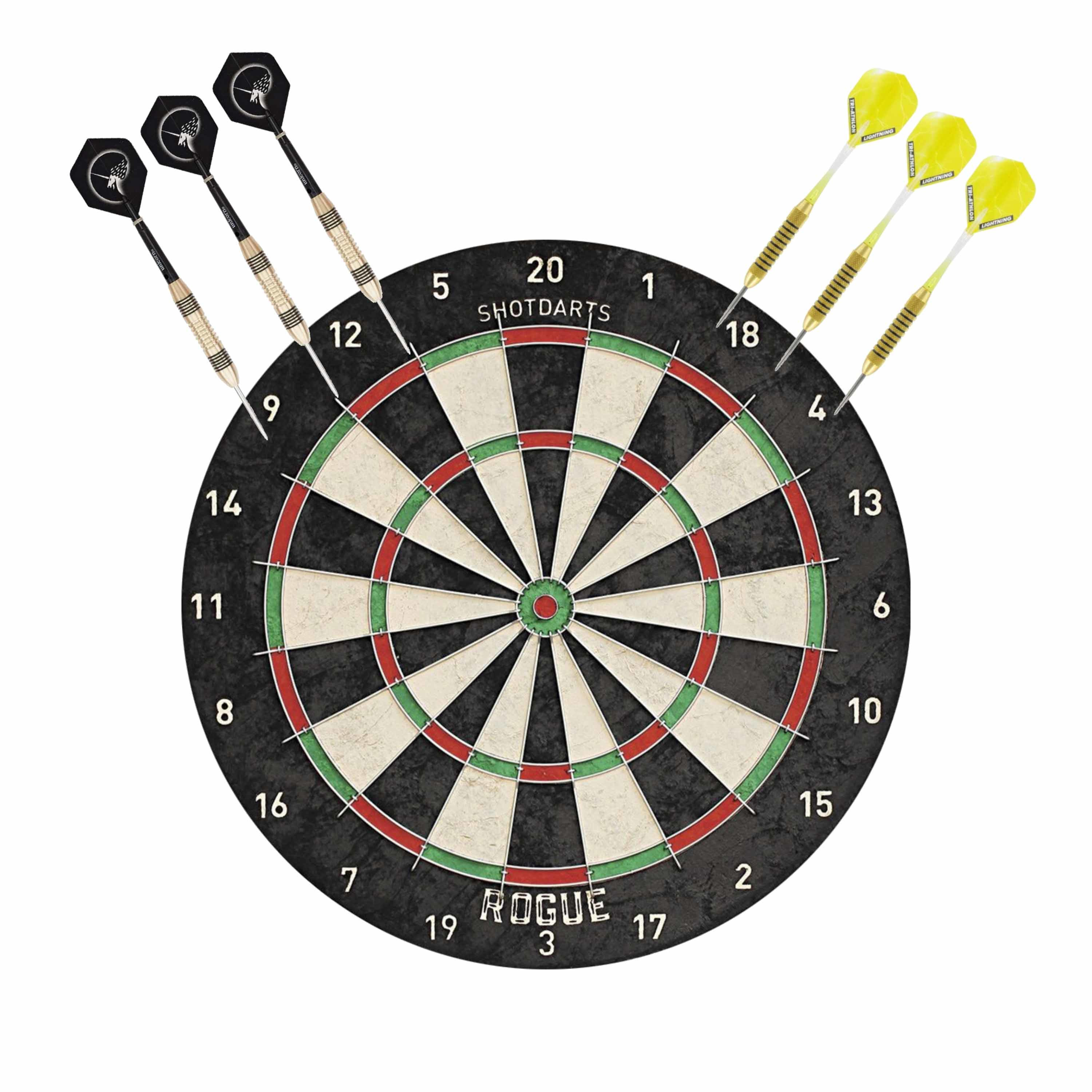 Merkloos Dartbord Rogue Bristle met 2 sets dartpijlen 21 grams -