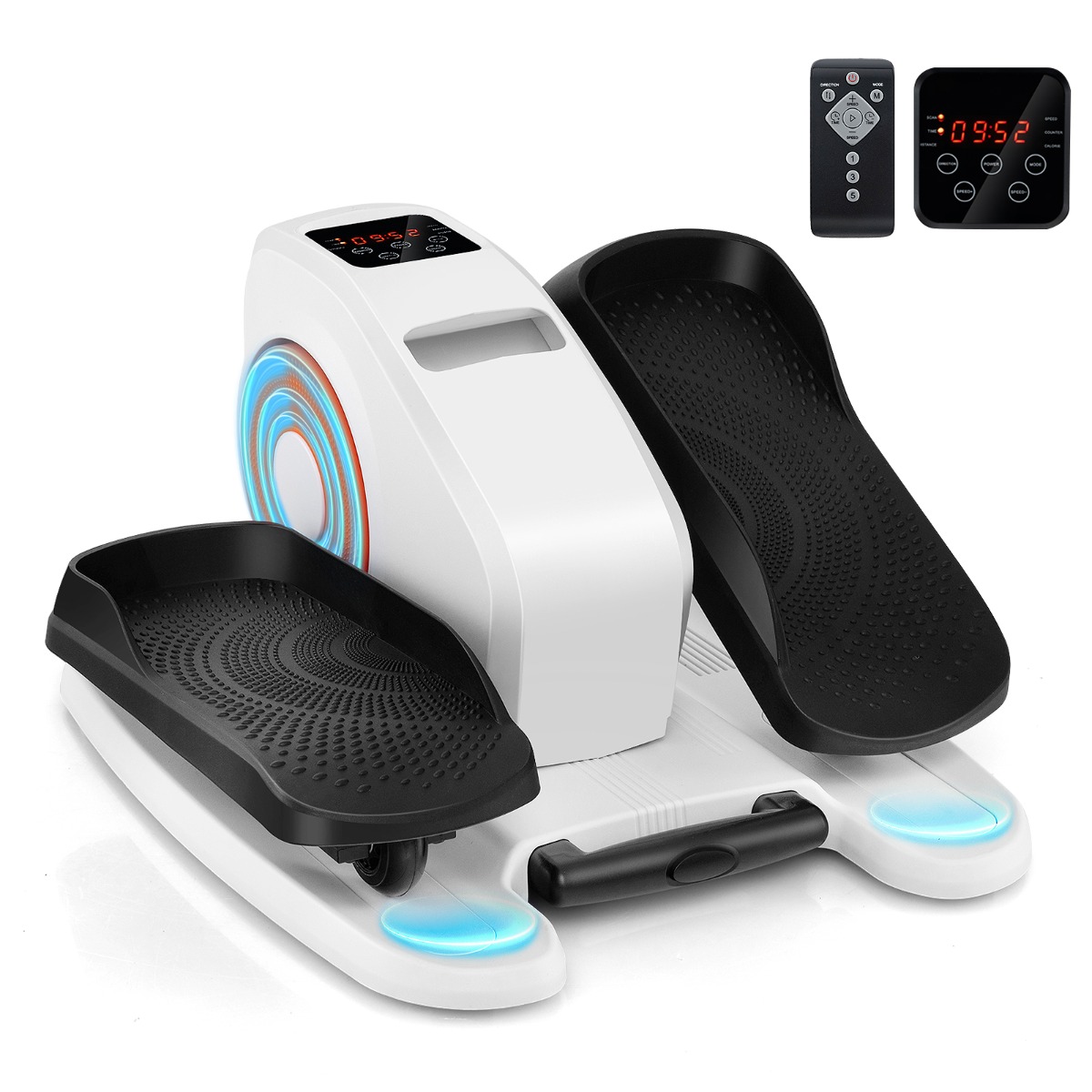 Costway Elliptische Trainer Onder het Bureau een stil Fitnessapparaat met een Beeldscherm Zwart + Wit