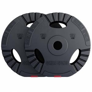 Gorilla Sports Voordeelbundel Olympische Halterschijven 2 x 15 kg Gripper Kunststof 50/51 MM
