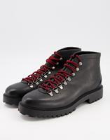 Walk London Men's Sean Leather Hiking Style Boots - Black - UK 10