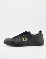 Fred Perry B721 Black Leather Tab Leather Trainers