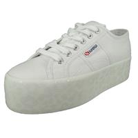Superga Damen Low Sneaker COTW SHINYPRINTEDFOXING S71161W-2790 Weiß AAF white leopard Textil Sneakers Low weiß Damen 