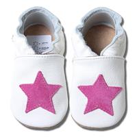 HOBEA-Germany Kinderschuhe weiß mit pinkem Stern 24/25 (2 - 2½ Jahre) Krabbelsohle