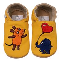 HOBEA-Germany Kinderschuhe Maus mit Elefant Herz gelb 18/19 (6 - 12 Monate) Krabbelsohle