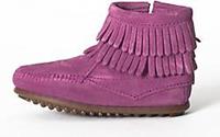 Minnetonka , Double Fringe Side Zip Boot in pink, Stiefel für Jungen