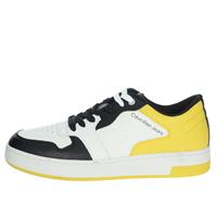 CALVIN KLEIN JEANS chaussures de tennis Homme Noir blanc Pelle Sintetico