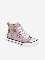 VERTBAUDET Hoge sneakers voor meisjes van decoratief stof aop bloemen