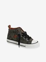 VERTBAUDET MID elastische stoffen sneakers voor jongens kaki met print