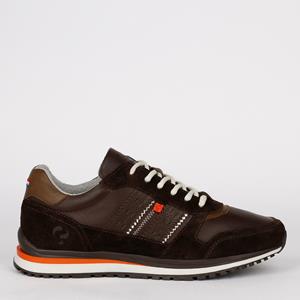 Quick-Q1905 2e item -50% | Heren Sneaker Heerlen | Donkerbruin/Oranje
