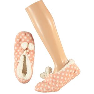 Apollo Roze ballerina dames pantoffels/sloffen met stippenprint