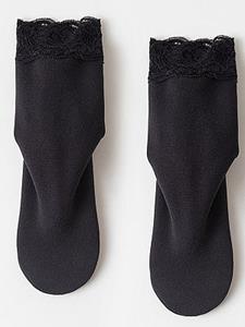 BERRYLOOK German Velvet Lace Edge Thickened Plus Velvet Warm Pile Socks Home Floor Medium Tube Socks Ankle Boots