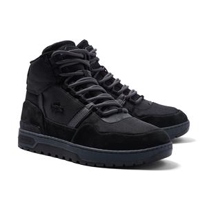 Lacoste Herren Sneakers T-CLIP WINTER MID aus Textil und Leder - Black & Dark Grey 