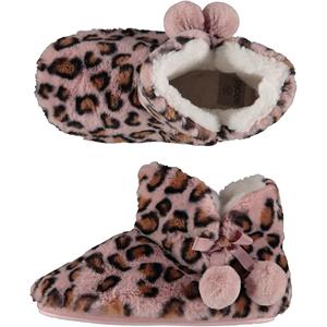 Apollo Dames hoge pantoffels/sloffen luipaard print oud roze