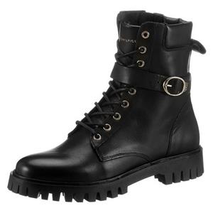 tommyhilfiger Trapperschuhe TOMMY HILFIGER - Buckle Lace Up Boot FW0FW06734 Black BDS