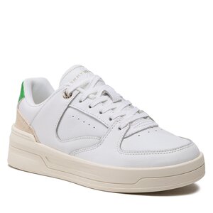 Tommy Hilfiger Sneakers  - Leather Basket Sneaker FW0FW06951 White/Galvanicgreen 0K6