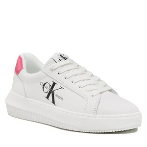 Calvin Klein Jeans Sneakers  - Chunky Cupsole Laceup Mon Lth Wn YW0YW00823 White/Raspberry Sorbet 01W