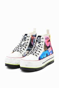 desigual Hoge sneaker met plateauzool en collage - MATERIAL FINISHES