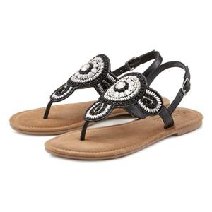 Lascana Teenslippers Sandalen met een luxueuze garnering en zachte leren binnenzool