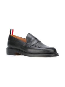 Thom Browne Penny Loafer With Leather Sole In Black Pebble Grain - Zwart