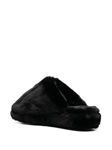 Versace Medusa slippers van imitatiebont - Zwart