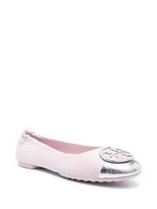 Tory Burch Claire logo-plaque ballerina shoes - Roze