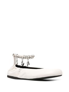 JW Anderson logo-charm leather ballerina shoes - Beige