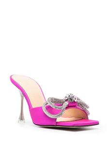 MACH & MACH Double Bow 100mm satin mules - Roze
