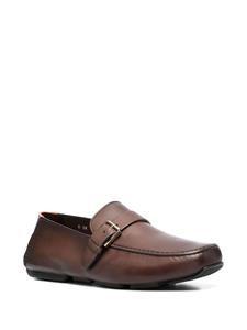 Santoni buckled leather monk shoes - Bruin