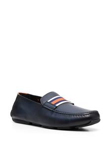 Santoni striped-band leather loafers - Blauw