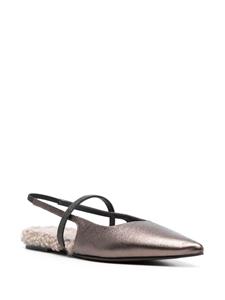 Brunello Cucinelli glittered flat ballerina shoes - Bruin