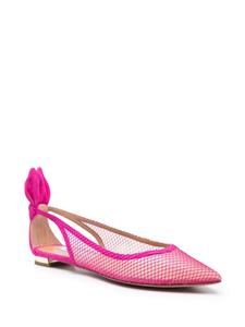 Aquazzura mesh-panelling suede ballerina shoes - Roze