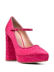 Moschino 120mm logo-jacquard leather pumps - Roze