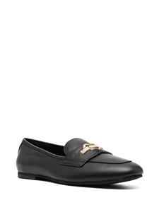 Love Moschino logo-lettering leather loafers - Zwart