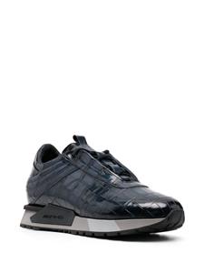 Santoni crocodile-effect low-top sneakers - Blauw