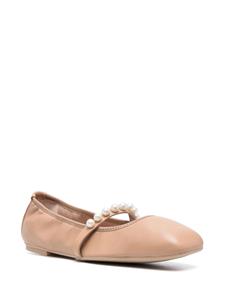 Stuart Weitzman Goldie pearl-embellished leather flats - Roze