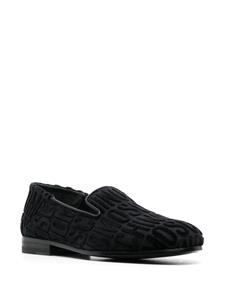 Moschino logo-pattern print loafers - Zwart