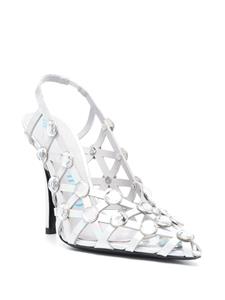 The Attico Grid 105mm holographic caged slingbacks - Zilver